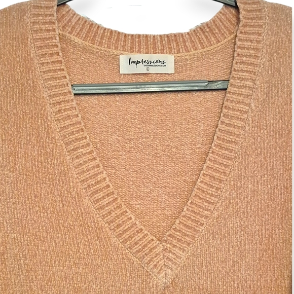 Impressions Peach Chenille Sweater Dress Sz L - Picture 4 of 7